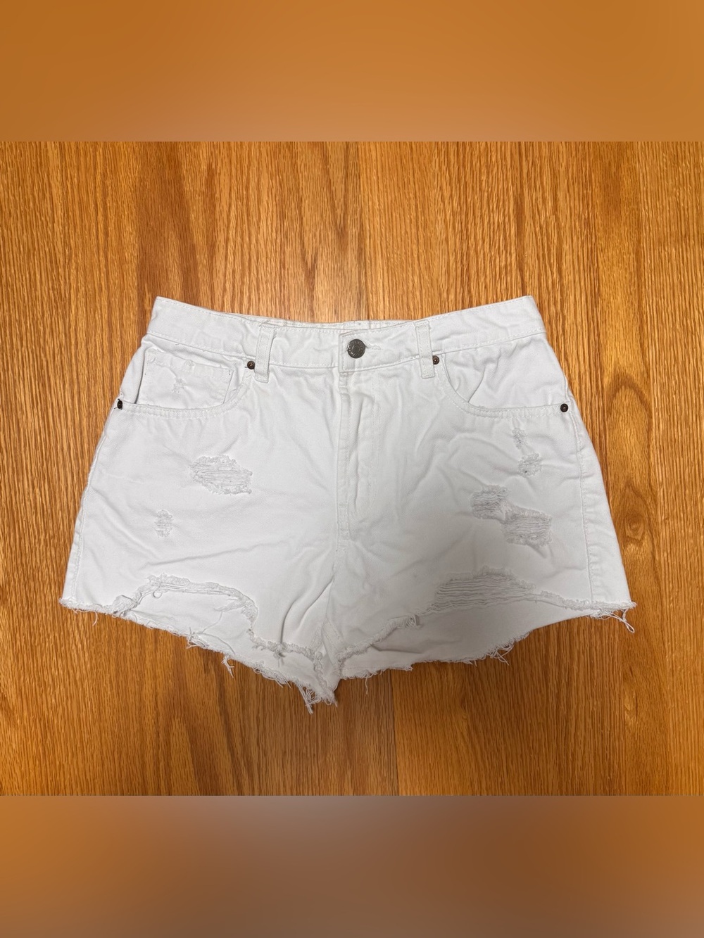 refuge White Distressed Cutoff Denim Shorts